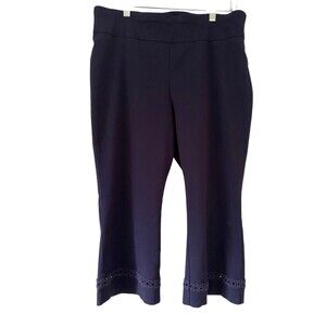 Capri Dress Pants Womens 14 Black Pull On Straight w Leg Trim Counterparts